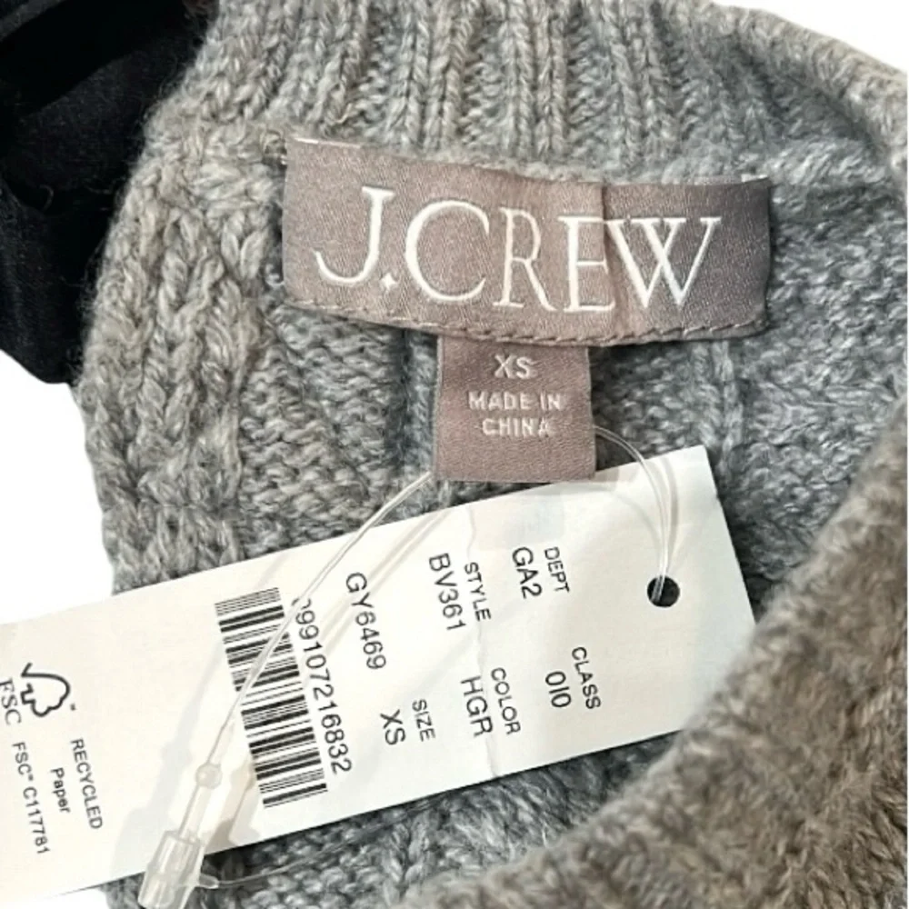 J. Crew Tie Back Cable Knit Sweater